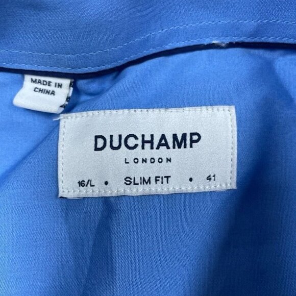 Duchamp London Slim Fit Dress Shirt 16/L Light Blue Long Sleeve a0429 - Picture 2 of 7